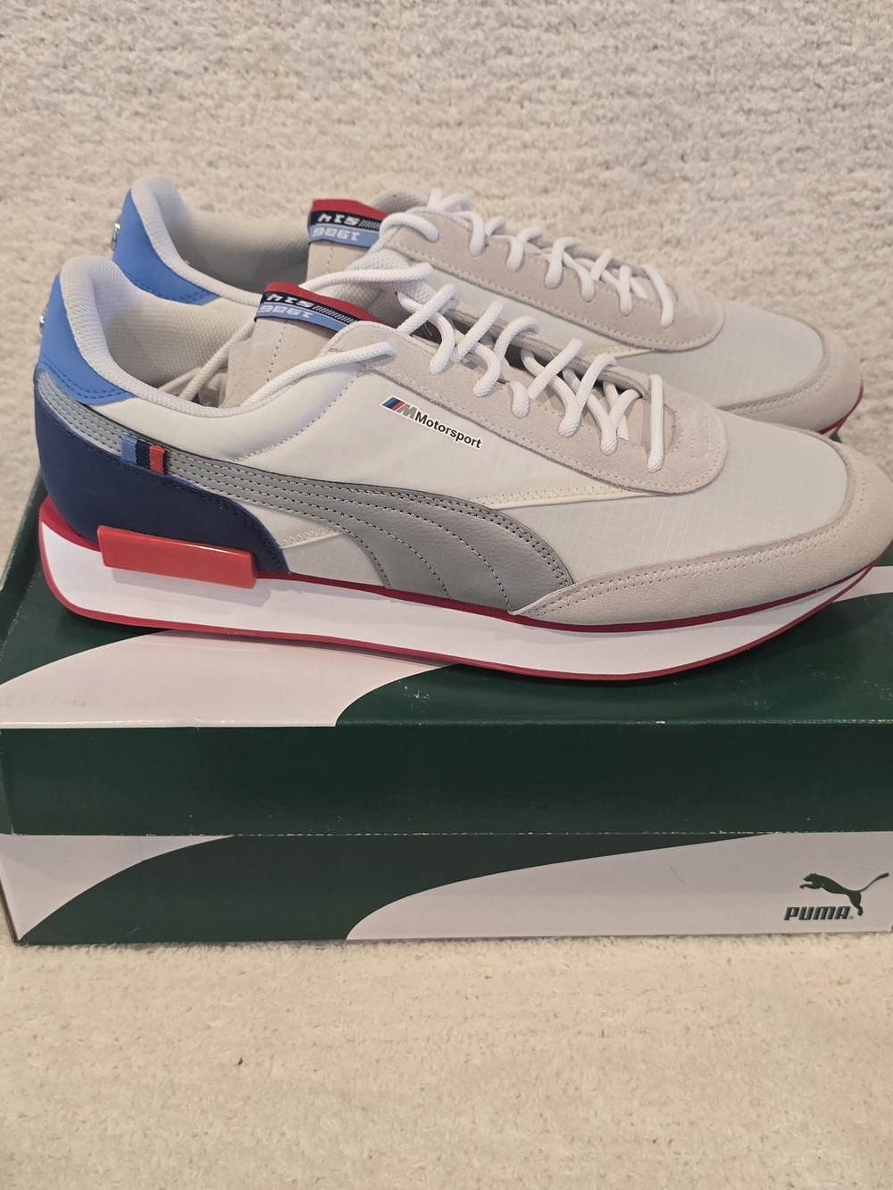 Puma/BMW Motorsport Men's White & Gray Retro Runner Sneakers